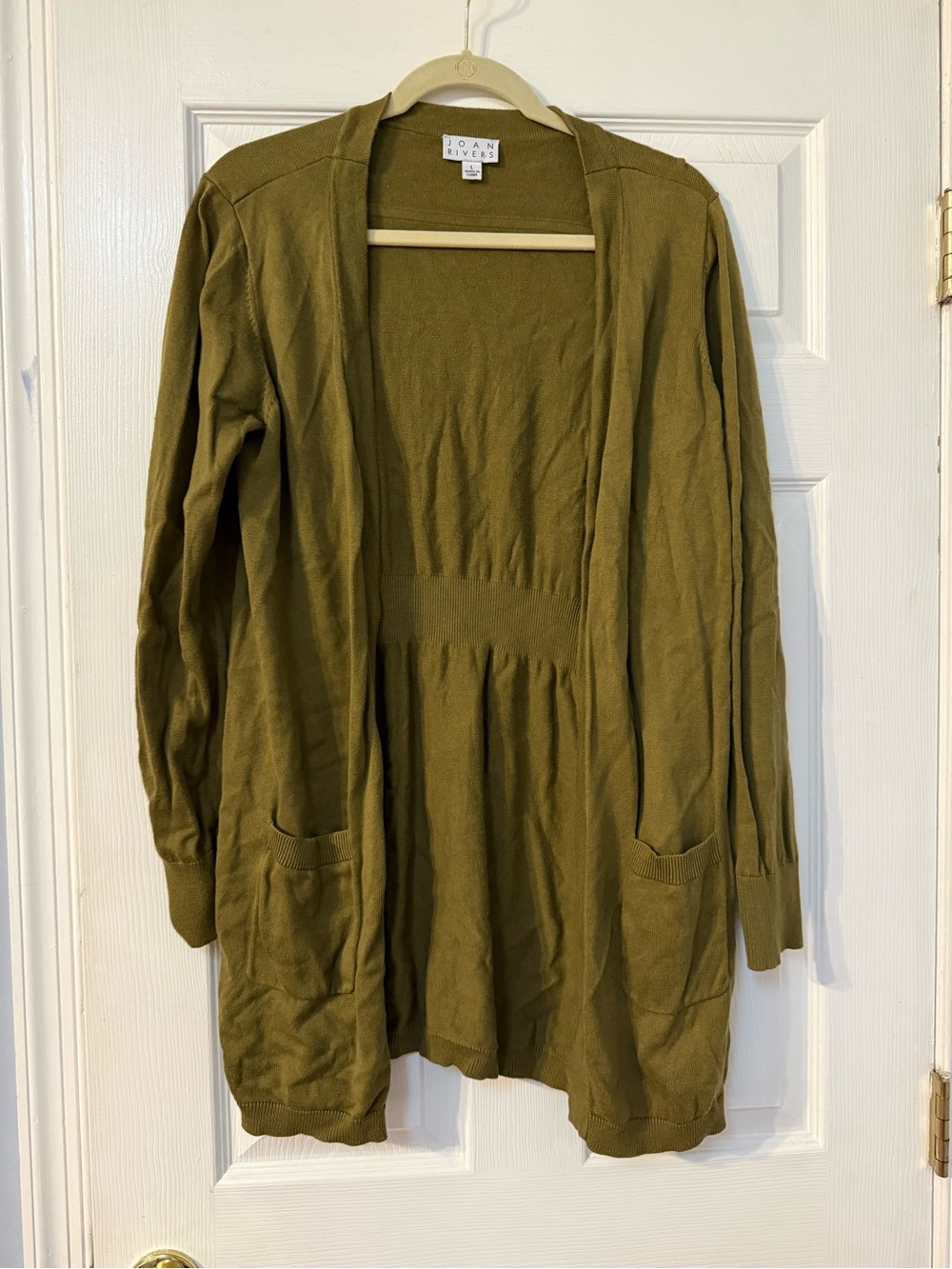 Joan Rivers Olive Green Open Front Cardigan